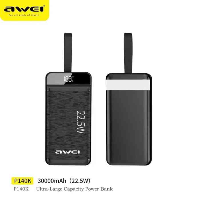 Awei P140K 30000mAh 22.5W Fast Charging Power Bank with LED Flashlight